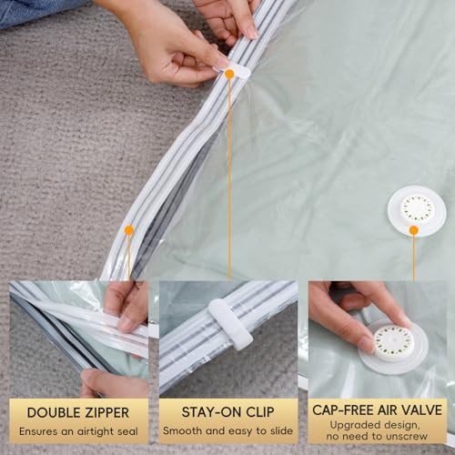 Vacuum Storage Bags with Electric Air Pump, 20 Pack (5 Jumbo, 5 Large, 5 Medium,5 Small) Space Saver Bag, Space Saver Bag, Vacuum Sealer Bags for Clothes, Blanket, Duvets, Pillows, Comforters, Travel - Image 6