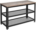 VASAGLE 3-Tier Shoe Rack, Storage Bench with Metal Mesh Shelves and Seat by VASAGLEbySONGMICSHOME