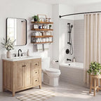 QEEIG Long Bathroom Floating Shelves Over Toilet (Brown, Set of 3, 23.6") - Image 2