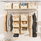 DIMJ Hanging Closet Organizer - 4 Tier Collapsible Hanging Shelves with Hooks Zipper, Fabric Clothes Organizer, Space-Saving Storage Bin Basket for RV, Bedroom, Laundry Organization - Image 2