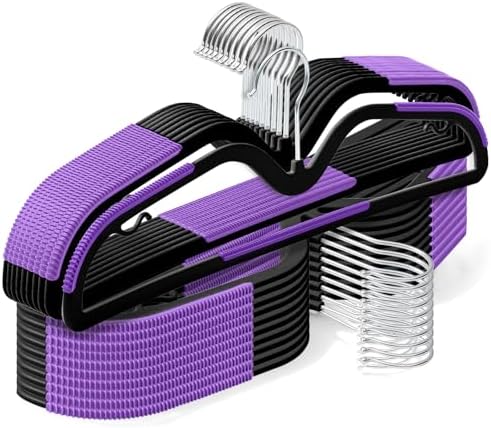 LemonRoad 36 Pack Short Neck Hangers Plastic Non-Slip, Black Purple by Unknown
