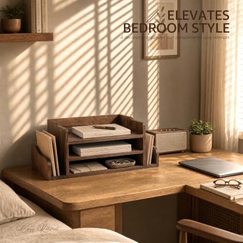 Wood Desk Organizer: File Organizer for Office Desk, Vintage Brown - Image 5