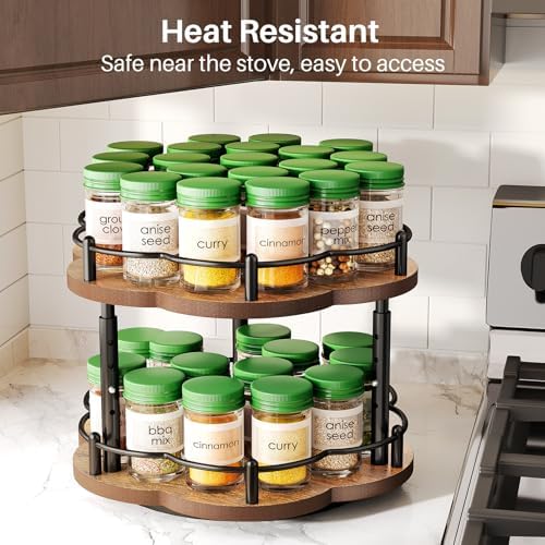 SNTD 2-Tier Lazy Susan Spice Rack Organizer for Cabinet, Wood, 10 in - Image 6