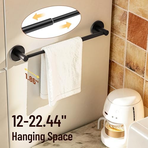 Magnetic Towel Bar, Adjustable Towel Rod, Matte Black, 2 Pack - Image 6