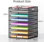 Lavatino 2 Pack 8-Tier Office Desk File Organizer, Letter Tray Paper Organizer with Handle, Including 5 Adjustable Slide Trays for Organizing Desktop Workspace Accessories and Supplies (Black Mesh) - Image 2
