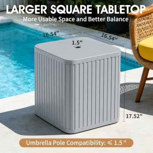 BoYata Outdoor Umbrella Side Table, 2-in-1 Patio Table with Umbrella Hole - Image 4