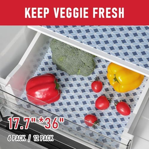 Cooyes 12 Pack Cloth Shelf Liners 17.7" × 36", Non-Slip Refrigerator Liners Machine Washable, Refrigerator Drawer Mats for Glass Shelves and Kitchen Cabinets, (Light Blue) - Image 6
