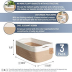 NaturalCozy 13.5”x8.5”x5.5” Storage Baskets for Shelves 3 Pack | Cotton Rope Woven Small Baskets for Organizing | Small Storage Bins for Nursery, Bathroom, Closet, Cube Shelf, Decorative, Gift - Image 2