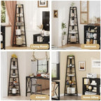 BON AUGURE 5-Tier Corner Shelf, Tall Corner Bookshelf for Living Room - Image 5