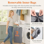 Lifewit 145L Large Laundry Basket with Lid, Laundry Hamper with Plastic Handles and Removable Bag, Foldable Tall Dirty Clothes Hampers for Laundry for Laundry Room, Bedroom, Bathroom, Dorm, Light Gray - Image 6