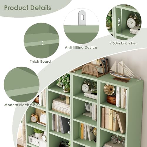 FOTOSOK Bookshelf Bookcase 8-Tier Narrow Bookshelf Tall CD Media Tower Rack - Image 6