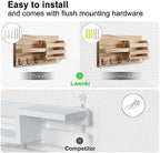 Lwenki Mail Organizer for Wall Mount – Key Holder with Shelf Includes Letter Holder and Hooks for Coats, Dog Leashes – Rustic Wood with Flush Mounting Hardware (16.5” x 8.7” x 3.5”) (Wood) - Image 6
