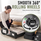 60L Under Bed Storage with Wheels, With 6 Travel Bags, 2-Pack, Dark Gray - Image 6