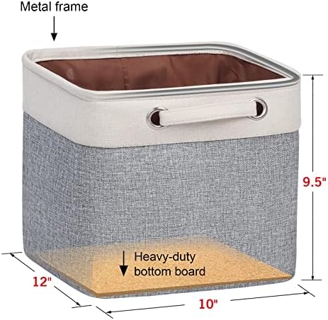 Foldable Storage Bin Collapsible Basket 12" x 10" x 9.5" Cube Storage Organizer Bins with Dual Carry Handles for Home Closet Shelves Drawers Organizer, Set of 3, Grey - Image 2