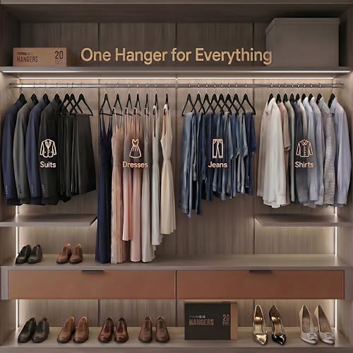 Wooden Hangers, 20 Pack, Non-Slip Velvet for Pants, Coats (Black) - Image 6