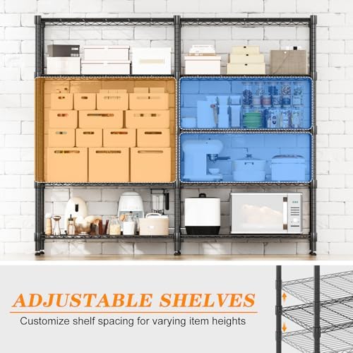 Homdox 5-Tier Adjustable Metal Storage Shelves, Space-Saving Corner Rack for Kitchen, Pantry, Office, Garage, Books & Plants, 18"x72"x72", Black - Image 3