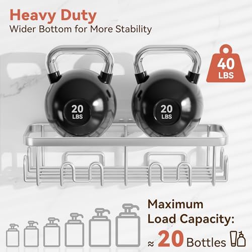 YASONIC Shower Caddy Adhesive, Rustproof Shower Organizer, Wall Shower Rack - Image 4