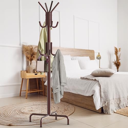 Simple Houseware Standing Coat/Hat Hanger Organizer Rack, 12 Hooks, Bronze - Image 3