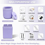 XLHOMO Resin Light Purple Bathroom Accessories Set 5 Pcs, Lotion Soap Dispenser, Toothbrush Holder, Bathroom Tumbler, Qtip Holder and Vanity Tray, Bathroom Countertop Organizer Set for Home Apartment - Image 4
