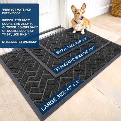 OLANLY Front Door Mat Outside 35x23, All-Season Absorbent Rubber Doormat - Image 2
