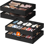 Lifewit Under Bed Shoe Storage Organizer 2 Pack(12 Shoes Cells+4 Boots Cells), 4.3 Inches Profile Fabric Shoes Container Box with Clear Cover, Foldable Storage Bag with 2 Handles, Fits 20 to 32 Pairs by Lifewit