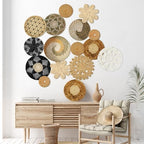 Xuhal 15 Pcs Boho Wall Basket Decor Handcrafted Seagrass Woven Wall Basket Rustic Round Woven Hanging Art for Home Farmhouse Kitchen Table Living Room(Stylish Style) - Image 6