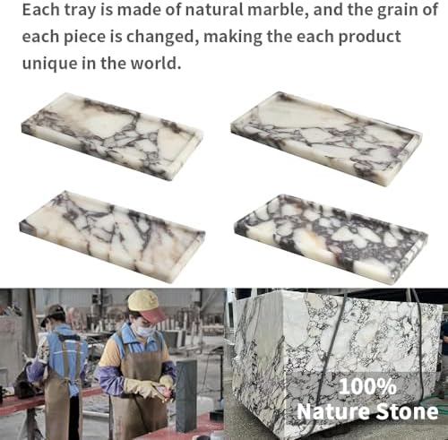 100% Natural Marble Tray, 10"x5" Calaccata Viola Vanity Tray - Image 3