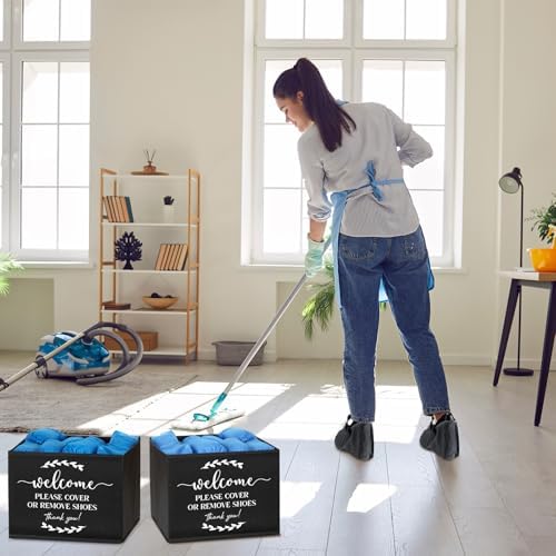 Suzile 6 Pcs Shoe Covers Box Foldable Storage Bin Indoor Disposable Shoe Cover Dispenser Holders for Open Houses Real Estate Agent Supplies Homeowner Booties (Black) - Image 4