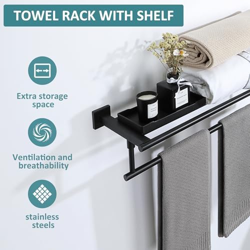 Alise Towel Racks for Bathroom Wall Mount 16 Inch,Matte Black - Image 5