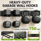 Garage Tool Organizer Wall Mount, 99 Inch Heavy Duty Garage Organization System with 18 Adjustable Hooks, Garden Tool Storage Rack for Garage, Yard & Shed, Holds Up to 750 lbs - Image 3