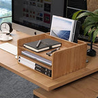 DDYURI 3 Tier Desktop Letter Tray for Office Desk Organizer and Accessories - Wood File Folder Holder for Paper Document Organizer Mail Sorter Workspace Counter Storage Book Shelf Light WJJ3K-LT - Image 3