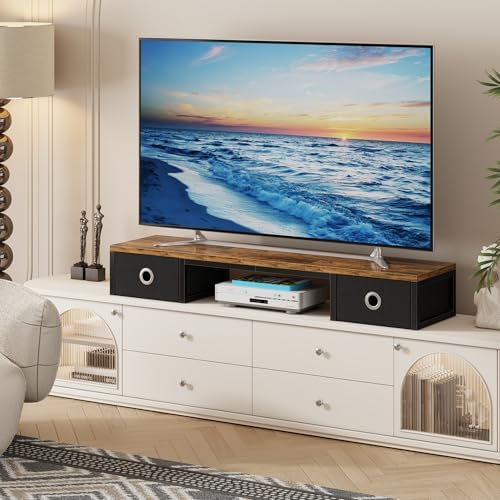 YAOHUOO 45" Large TV Riser with Fabric Drawers for 32-60 inch TV - Image 2