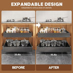 Seinloes 2 Pack Pull Out Cabinet Organizer for Wide Cabinets,Expandable 20.4"-30.4" Width,5 Slide Rails Slide Out Drawers With Raising Pad for Framed Cabinets,No Drill Roll Out Shelves 21" Deep,Black - Image 4