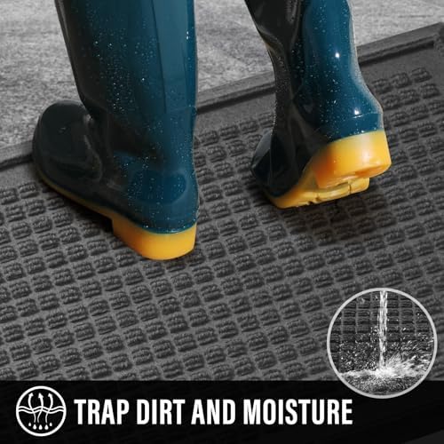 HIYARD Boot Tray for Entryway, Non-Slip Shoe Tray Drying Mat, Waterproof Boot Mat for Muddy Boots, Heavy Duty Shoe Storage Trays, Indoor/Outdoor Use, 16x47 inches, Grey - Image 4