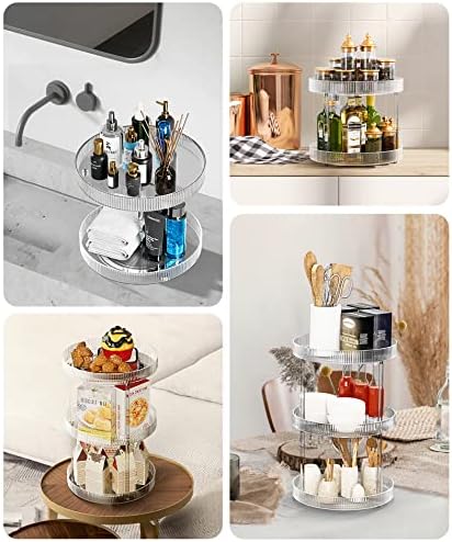3-Tier Lazy Susan Bathroom Countertop Organizer, 360° Clear Rotating Storage Tray, Cosmetics and Perfume Organizer, Spinning Storage Tray Vanity Organizer Shelf for Bathroom Cabinet, Kitchen(Medium) - Image 6