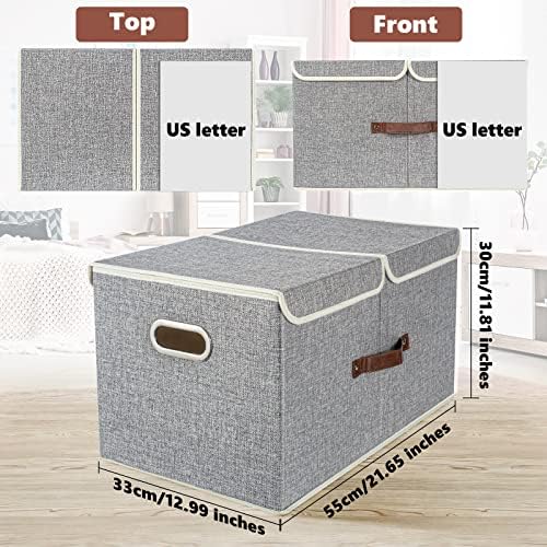 TYEERS Extra Large Collapsible Storage Bins with Lids and Compartments, Organizing Bins for Closet Storage, Clothes Storage, Cube Organizer for Home Office Storage - 3 Pack - Gray - Image 2