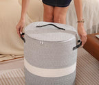 16"x20" Extra Large Cotton Rope Basket with Zipper Lid, Woven Laundry Hamper and Blanket Storage Basket, Round Clothes Bin for Living Room Bedroom, Dual Grey - Image 6