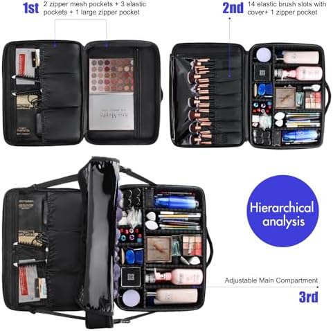 MONSTINA Extra Large Makeup Case 17 Inch Travel Makeup Train Case Professional Makeup Artist Case Nail Polish Organizer Storage Box with Two Adjustable Shoulder Strap - Image 5