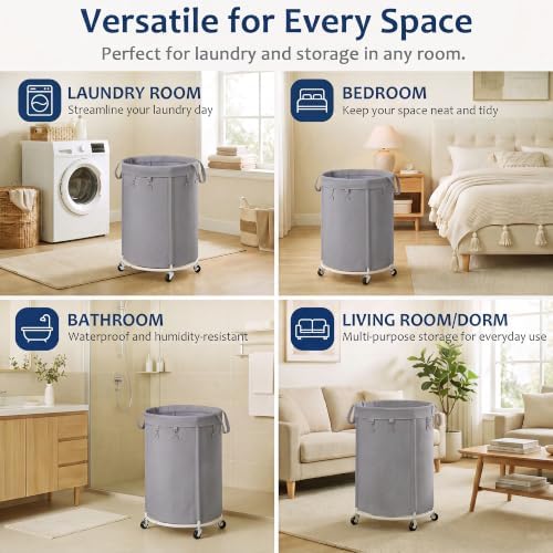 150L Large Capacity Rolling Laundry Basket Hamper with Wheels, Clothes hamper and Removable Bag for Home, Laundry Room, Bedroom, Bathroom, Apartment, Dorm - Image 6