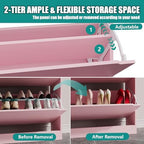Xixini Shoe Storage Cabinet for Entryway with 6 Flip Drawers, Sturdy Wood Hidden Shoe Storage, Freestanding Narrow Slim Shoe Organizer for Front Door Entrance, Living Room, Hallway, Bedroom, Pink - Image 4