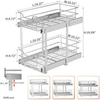 EZKAZA Pull Out Cabinet Organizer for Kitchen Utensil 11.5" W x 21" D, 2-Tier Cabinet Pullout Shelves and Drawer Organizer Slide Out Pantry Storage Basket, Bottom Basket 10.2" W x 20.4" D x 4.7" H - Image 4
