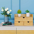 Bamboo Desk Organizer with Drawers, 3-Drawer Desktop Storage Box - Image 2