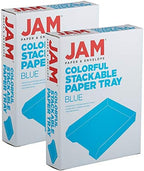 JAM PAPER Stackable Paper Trays - Blue - Desktop Document, Letter, & File Organizer Tray - 2/Pack - Image 5