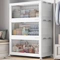 BROVIEW 600Qt Extra Large Stackable Storage Bins with Lid, Closet Organizer Collapsible Drawer Boxes with Wheels, Folding Plastic Cabinet Containers for Home Kitchen Room Organization, 3Pack White by BROVIEW-EnjoytheArtofLife