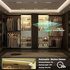 Besiost Closet System, 4-8 FT Closet Organizer System with Smart Sensor Lights, 2 Wooden Drawers and 5 Hanging Rods, Crab Green - Image 4