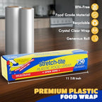 Stretch Tite Plastic Wrap For Food With Slide Cutter 750 Sq. Ft 11 7/8 Inch. Pack Of 2 With a Scooply Bag Clip - Image 2
