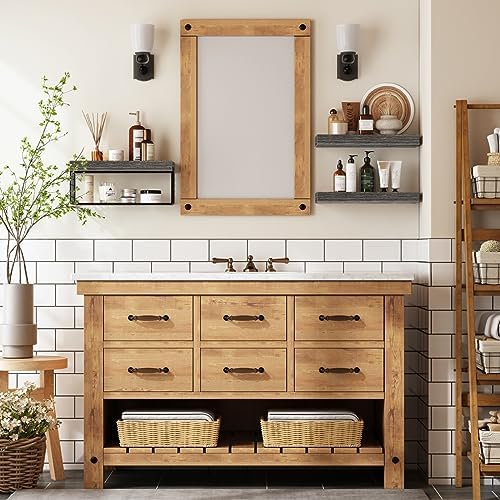 QEEIG Bathroom Shelves Over Toilet Wall Mounted (Grey, Set of 3, 15.7") - Image 2