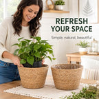 IMIKEYA 2-Pack Seagrass Plant Baskets with Plastic Liners, 9 Inch - Image 2