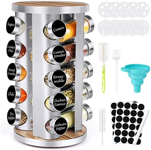 CANTAMI Spice Rack Organizer with Jars for Cabinet(20Pcs), Revolving by CANTAMI