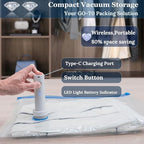 Vacuum Sealing Bags for Clothing Travel,Space Saver Vacuum Storage Bags with Wireless Air Pump (12 Combo Bags+Electric Pump) - Image 2